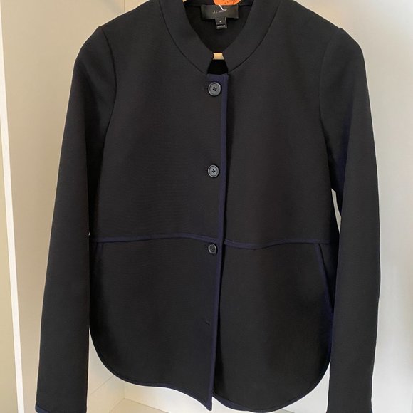 J. Crew Tipped Twill Black Blazer Jacket with Mandarin Collar - Picture 1 of 4
